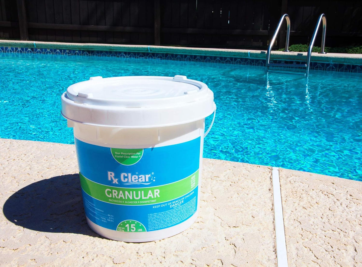Clear Stabilized Granular Chlorine | One 50-Pound Bucket | Use As Bactericide, Algaecide, and Disinfectant in Swimming Pools and Spas | Fast Dissolving and UV Protected