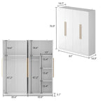 Modern Freestanding Solid Wood Wardrobe Closet With Storage Shelves