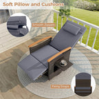 Outdoor Rattan 360�� Swivel Recliner Chair, Patio Wicker Chaise Lounge Chair with Adjustable Backrest & Footrest, Flip Side Table & Cushions