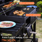 Sophia & William Extra Large Charcoal BBQ Grills with 794 SQ.IN. Cooking Area  Heavy Duty Outdoor Barbecue Grill with 2 Individual Lifting Charcoal Tray and 2 Foldable Side Table  Black