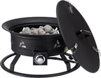 VEVOR Portable Propane Fire Pit, 24-Inch Diameter Outdoor Gas Fire Pit with Cover & Lava Rocks, Adjustable Flame Height Camping Firepit for Heating, Lighting, Gathering, 58,000 BTU, Black