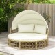 Outdoor Patio Round Daybed with Retractable Canopy and Soft Cushions