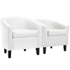 Renwick Faux Leather Barrel Accent Chair for Living Room, Set of 2, Black