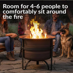 Sunnydaze 23-Inch Cauldron-Style Smokeless Wood-Burning Fire Pit with Cover and Poker - Steel Outdoor Smokeless Fire Pit for the Backyard