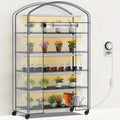 Abimars 5-Tier Greenhouse with Grow Light  Shelf Height Adjustable Metal Plant Shelf with PVC Cover and Wheels  Includes 5-Pack 2900K Full Spectrum Plant Lights  21x49x80inch
