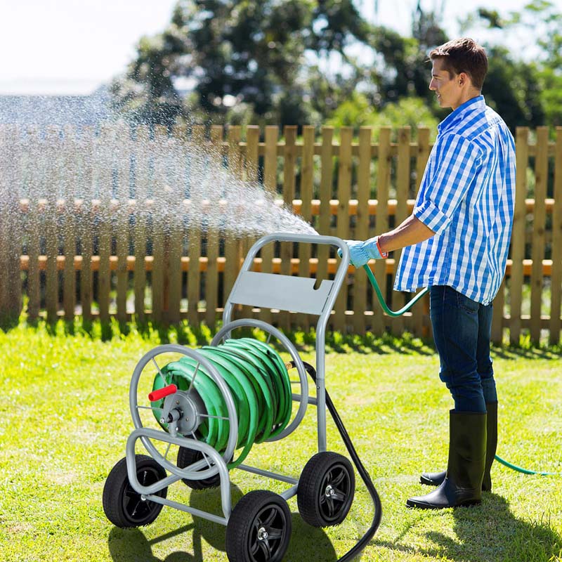 Garden Hose Reel Cart Holds 330 FT of 3/4" or 5/8�?& 400 FT of 1/2" Hose, Heavy Duty Yard Water Planting Cart