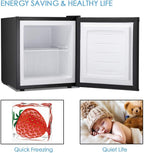 Antarctic Star Compact Chest Upright Freezer Single Door Reversible Stainless Steel Door, Compact Adjustable Removable Shelves for Home Office, 1.1 cu.Black