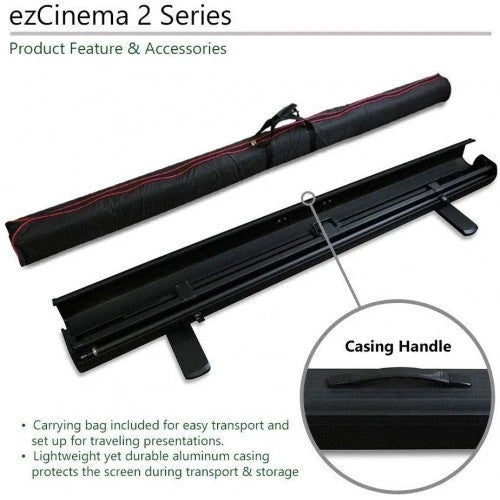 Elite Screens ezCinema 2, Manual Floor Pull Up with Scissor Backed Projector Screen, 70-inch 16:9, Portable Home Theater Office Classroom Projection Screen with Carrying Bag, F70XWH2