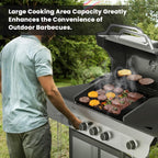 4-Burner Gas Grill with Side Burner Stainless Steel Propane Grill with Porcelain-Enameled Grills Built-In Thermometer 42000BTU BBQ Grill for Outdoor Cooking and Patio Barbecues