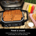 Ninja | Woodfire Series | 7-in-1 (Grill  BBQ  Roast  Air Fry  Dehydrate  Broil  Smoke) | Portable & Weather Resistant | Cook Up To 6 Steaks & 30 Hot Dogs | Woodfire Pellets included | OG701