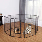40" 16/8 Panel Pet Playpen with Door, Foldable Dog Exercise Pen, Metal Dog Puppy Cat Fence Barrier Kennel