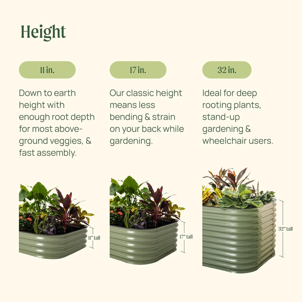 Garden Raised Garden Bed Kit, 11" Tall 10 in 1 Modular Raised Garden Beds Kit, Metal Planter Box for Vegetables, Flowers, Herbs, Morden Gray
