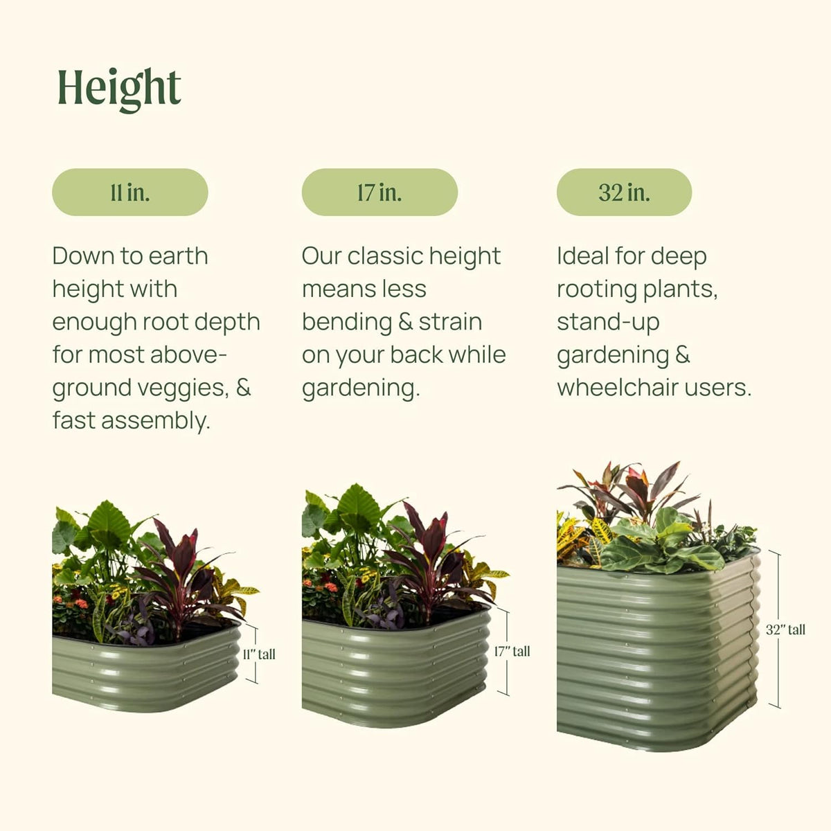 Garden Raised Garden Bed Kit, 11" Tall 10 in 1 Modular Raised Garden Beds Kit, Metal Planter Box for Vegetables, Flowers, Herbs, Morden Gray