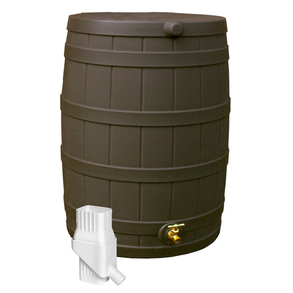 50 Gallon Rain Barrel with Diverter Kit   Black