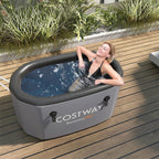 XL 129 Gal Oval Ice Bath Tub with Cover, Portable Inflatable Cold Plunge Tub with Backpack & Pump, Water Chiller Compatible for Cold Therapy