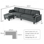 Reversible Sectional Sofa Couch L-Shaped Sofa Couch with Ottoman