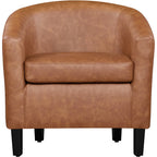 Renwick Faux Leather Barrel Accent Chair for Living Room, Set of 2, Black