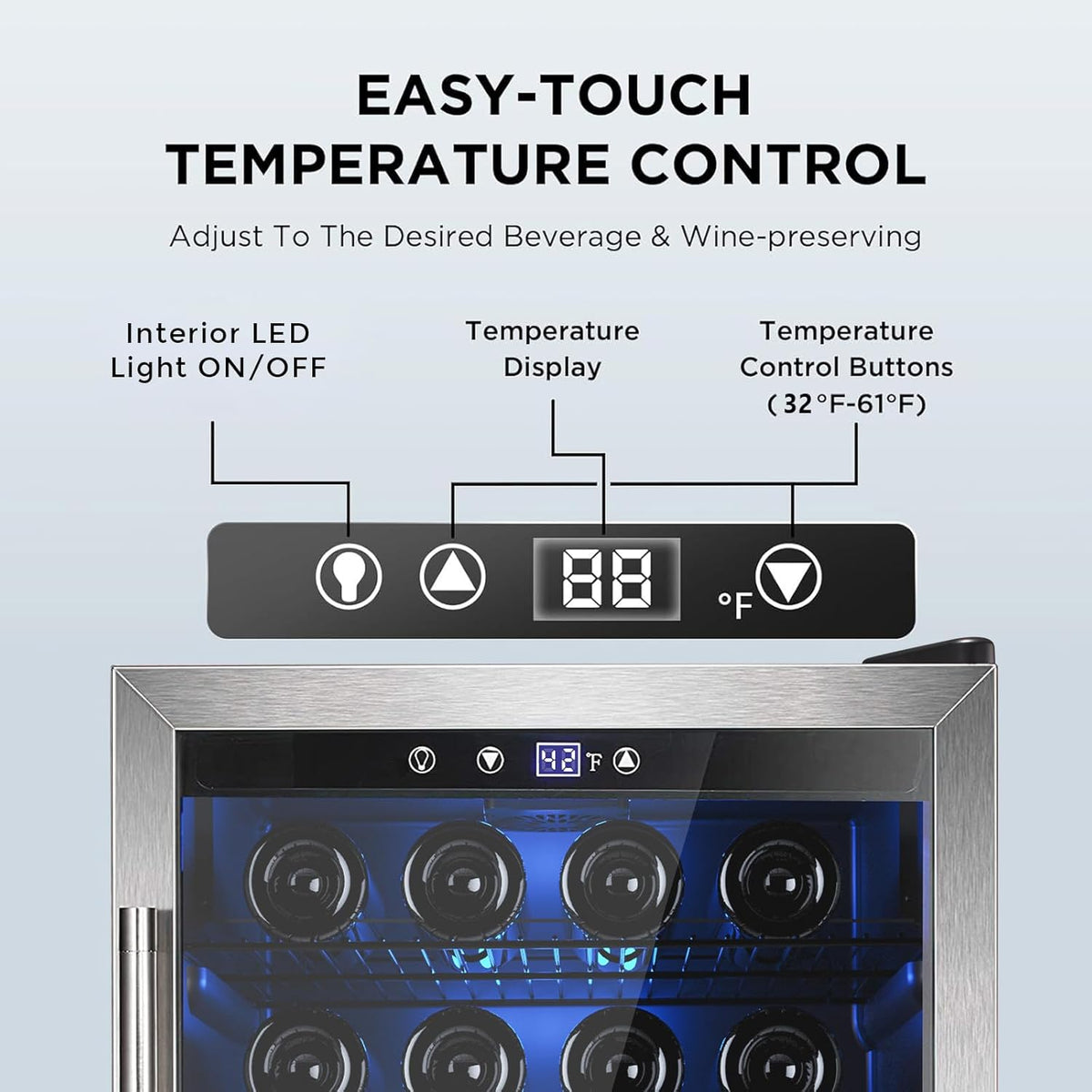 Wine Cooler 37 Bottle Freestanding Fridge with Stainless Steel Reversible Glass Door, 145 Can Beverage Refrigerator Quiet Compressor for Home Kitchen Bar, 4.5 Cu.ft Silver