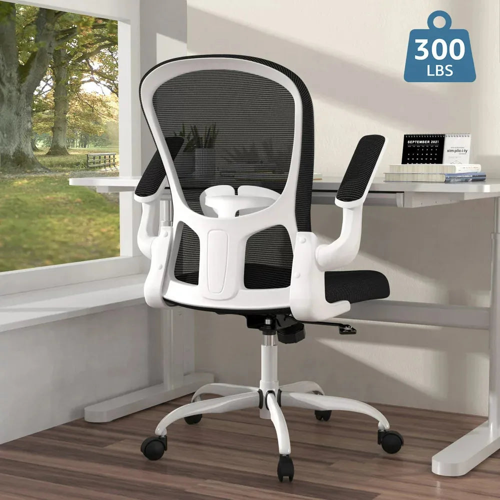 Silybon Ergonomic Office Chair, Comfort Home Office Task Chair with Flip-Up Arms and Adjustable Height