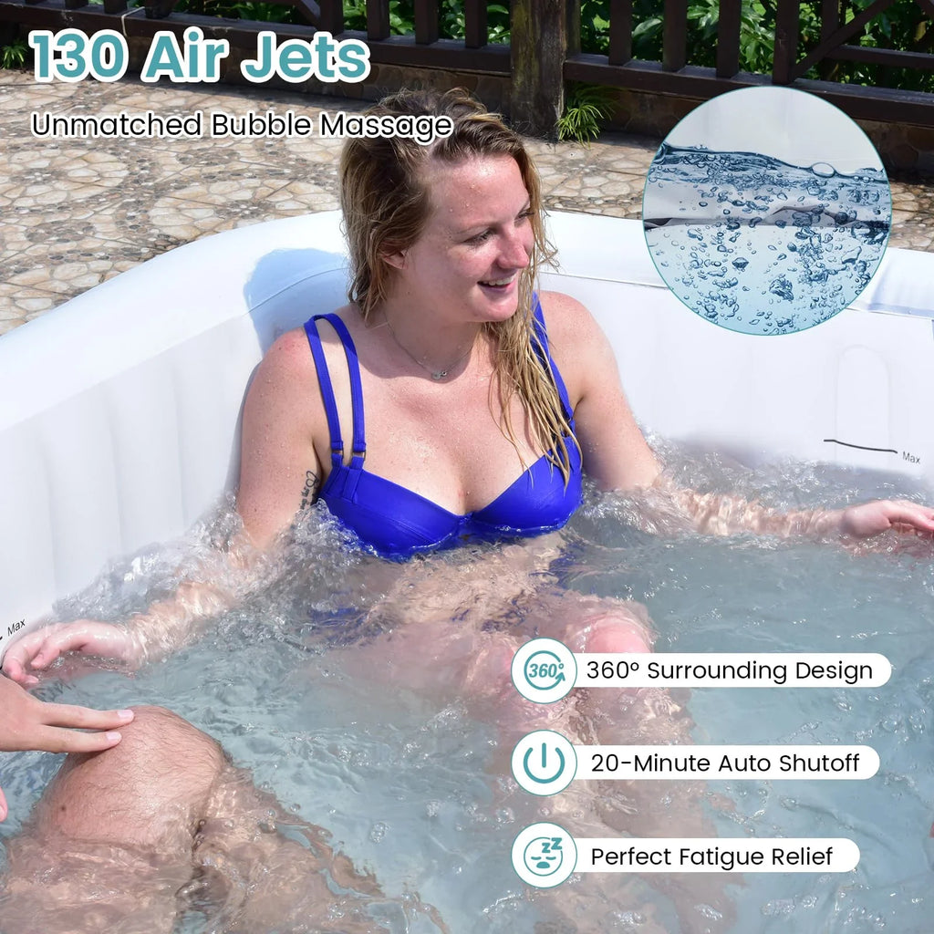 Inflatable Hot Tub, Blowup Pool Hottub, Portable Outdoor Water SPA