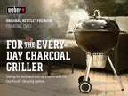 Weber Original Kettle Premium Charcoal Grill  22-Inch  Black – Outdoor BBQ Grill with Built‑In Thermometer  Heat Control Dampers & One‑Touch™ Cleaning System