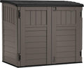 Suncast 34 Cu Ft Horizontal Resin Storage Shed - Outdoor Storage Shed with Floor Included  Lockable  Weatherproof  Fits Small to Medium Trash Cans  Generators  & Garden Tools  Stoney Black