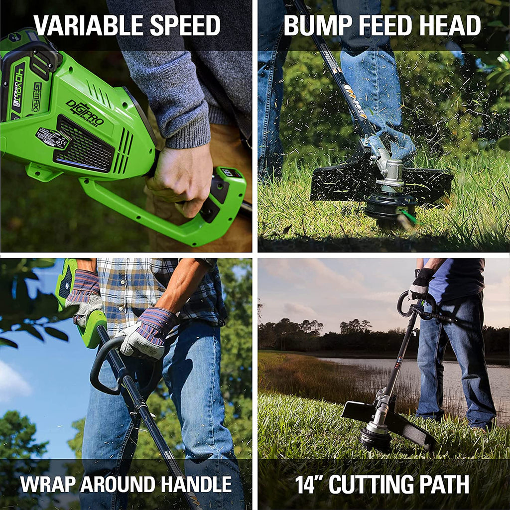 40V 14  Brushless Cordless (Attachment Capable) String Trimmer, 4.0Ah Battery and Charger Included