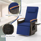 Outdoor 360° Swivel Rattan Recliner Chair with Adjustable Backrest & Footrest, Patio Wicker Chaise Lounge Chair with Flip Side Table & Cushion
