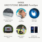 INTEX 28451EP PureSpa Greystone Deluxe Spa Set: Includes Energy Efficient Spa Cover and Wireless Control Panel �C Spa Control App �C Built-In FastFill Inflation System �C 6 Person Capacity �C 77" x 28"