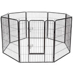 40" 16/8 Panel Pet Playpen with Door, Foldable Dog Exercise Pen, Metal Dog Puppy Cat Fence Barrier Kennel