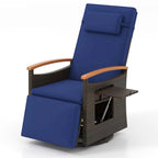 Outdoor Rattan 360�� Swivel Recliner Chair, Patio Wicker Chaise Lounge Chair with Adjustable Backrest & Footrest, Flip Side Table & Cushions