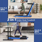 2.5HP 2-in-1 Folding Under Desk Treadmill with Speaker APP Remote Control, Portable Walking Jogging Machine for Home Gym Office