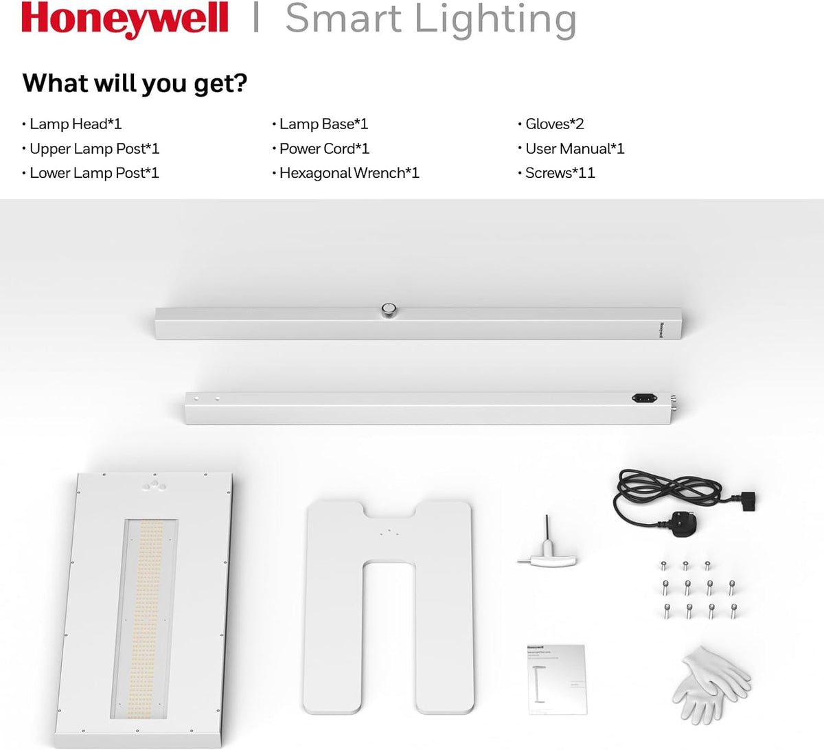 Honeywell LED Floor Lamp Modern - 02E GEN Sunturalux Eye Caring Tall Standing Light, 8000LM 4000K Natural Daylight Dimmable Reading Lampara for Home Office Living Room Bedroom