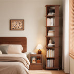 Solid Wood Rotating Bookshelf, 6-Tier Rolling Bookcase，360 Degree Revolving Bookshelf，Spinning Bookshelf Tower for Small Spaces, Bedroom，Office，Living Room，Classroom (Walnut)