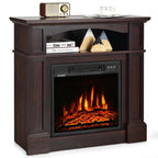 32" Electric Fireplace Mantel, Freestanding Wooden Surround Firebox with 1400W Fireplace Heater, Remote, Thermostat, 6H Timer