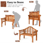 4 Ft Folding Outdoor Bench For Park Garden 2 Person Eucalyptus Wood Bench Loveseat Chair - Comfortable And Ergonomic Design