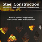 Sunnydaze 36-Inch Outdoor Fire Pit Ring with Poker - Round Heavy-Duty Steel Fire Ring for Camping or Backyard - Crossweave - 12" H