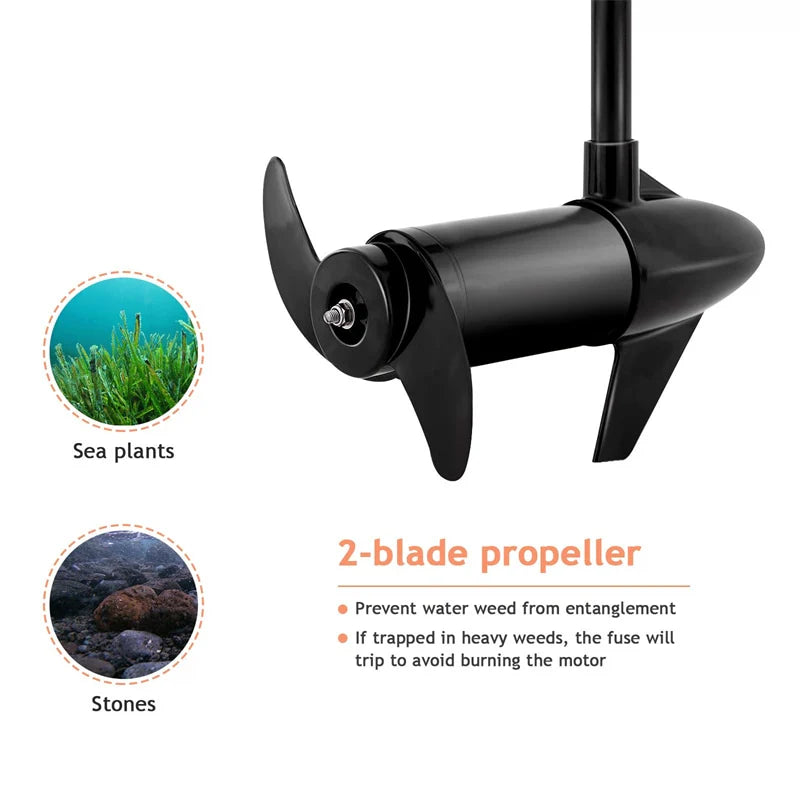 Electric Trolling Motor 8 Speed Boat Fishing Motor with Telescoping Handle, Transom Mount 36" Shaft for Freshwater Saltwater Use