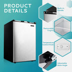 EUHOMY 3.0 Cubic Feet Single Door Compact Mini Upright Freezer
