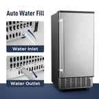 Commercial Under Counter Ice Maker Machine, 80Lbs/Day with 24lbs Ice Storage, Built-in Drain Pump/Automatic Cleaning/Timing Setting/Smart LCD Panel, Ideal for Both Home and Commercial Use