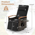 Outdoor Rattan 360�� Swivel Recliner Chair, Patio Wicker Chaise Lounge Chair with Adjustable Backrest & Footrest, Flip Side Table & Cushions