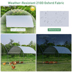12.5 FT Large Metal Chicken Coop Walk-in Dome Poultry Cage Hen Run House Rabbits Habitat Cage with Cover