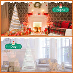 5 FT Pre-lit Christmas Cone Tree, Artificial Spiral Conic Tree with 300 Warm White & 250 Cold White LED Lights, Xmas Holiday Decor for Home Party