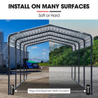 SHADE SHIELD Single Carport Shed 3.3 x 6 x 2.8m, Galvanised Steel Frame, Powder Coated Gable Roof, Shelter for Car Caravan Boat Tractor Agricultural