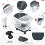 Foot Spa Bath Massager Pedicure Spa Tub with Heat, 2 Rollers, 4 Shiatsu Massagers, Temperature Control, Timer, 3-Angle Shower