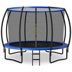 8/10/12FT ASTM Approved Outdoor Large Recreational Trampoline with Ladder & Enclosure Net Safety Pad