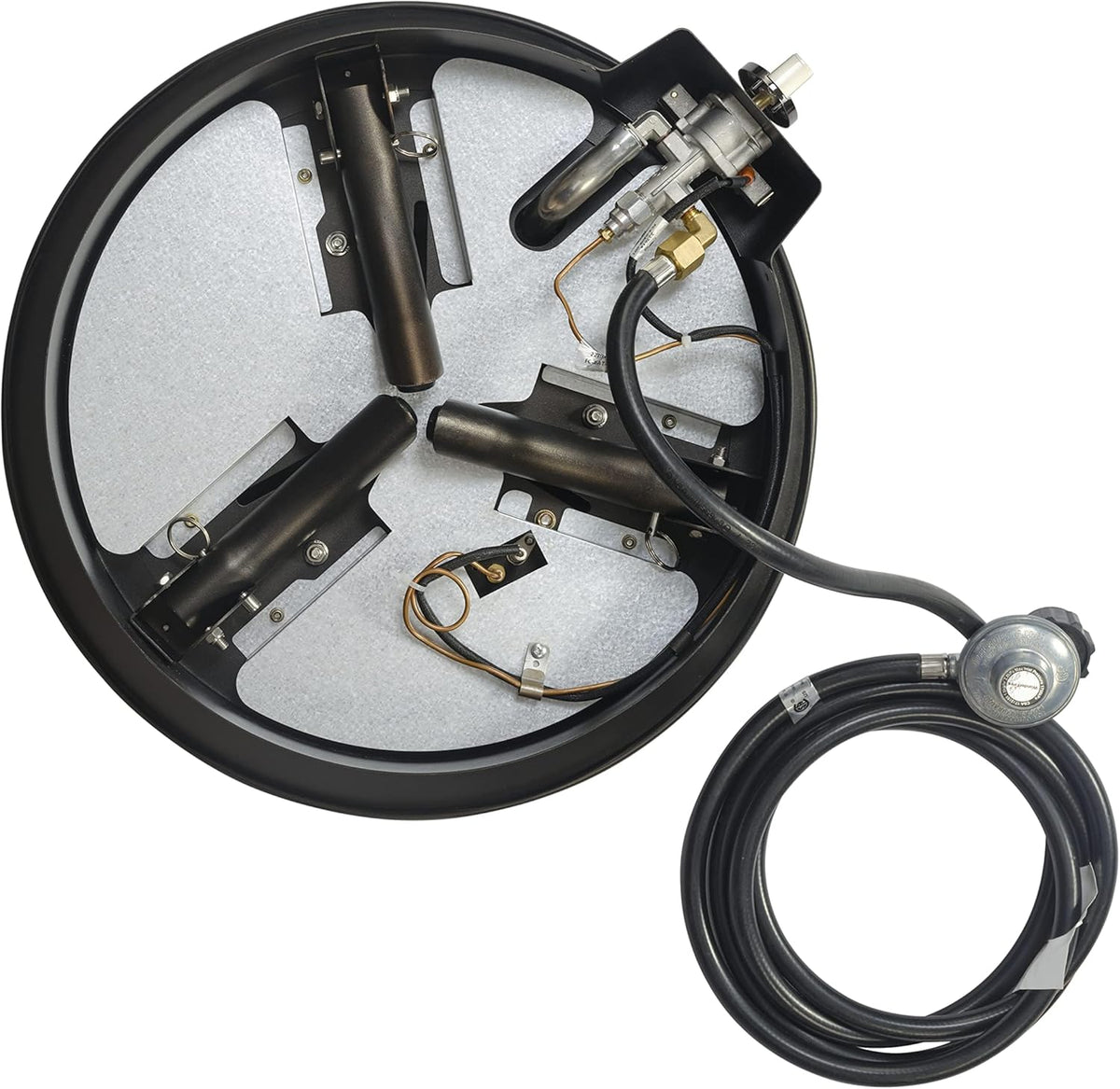 Amazon Basics Portable Propane Fire Pit, 19 inch Round Gas for Patio, 55,000 BTU, Carry Strap, Heat, Warmth and Ambience