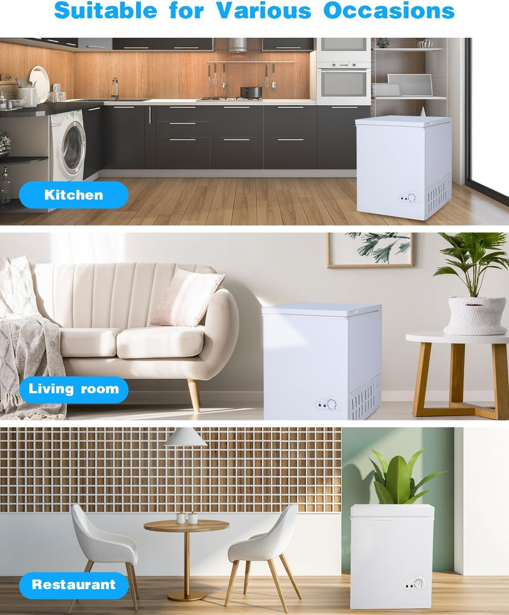 3.5 Cu.Ft Chest Freezer with a Removable Basket 7 Gears Adjustable Temperature Control(-18��F to -46��F), Deep Compact Freezer for Garage, Office, Basement, House, Kitchen, Shop, RVs-White
