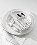 Oneida Silverware Set For 8 with Serving Utensils, Louisiana 45-Piece Fine Flatware Set, Service For 8, 18/8 Stainless Steel, Mirror, Knives Spoons Forks Serving Spoons,Dishwasher Safe(Silver 45 Piece