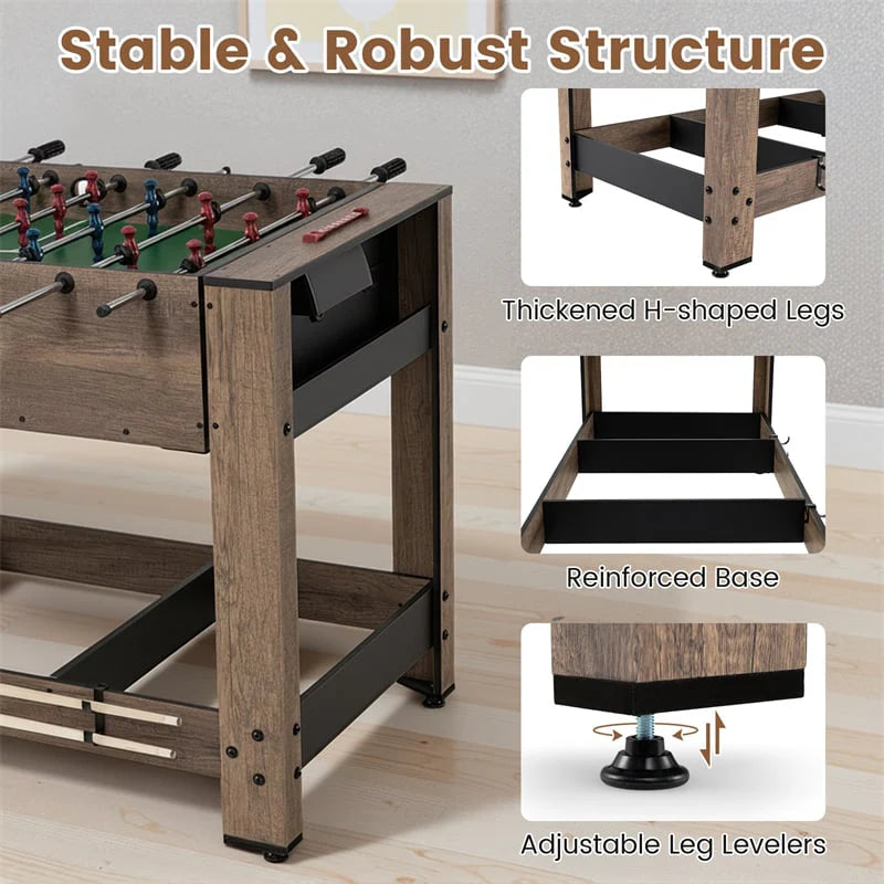 2-in-1 48" Swivel Multi Game Table, Foosball & Billiards Combo Table, Space-Saving Indoor Arcade Table for Kids/Adults, Game Room, Party